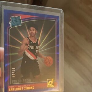 Super Rare 1 of 1 Anfernee Simons Donruss Rated Rookie Serial Numbered RC 49/49